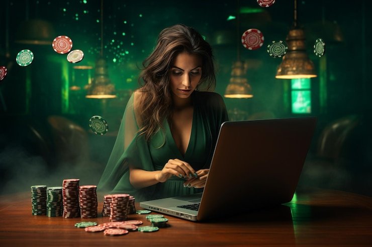Meja kartu digital bernuansa biru